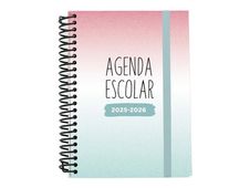 Mimbek - Agenda - 2025-2026 - página de día - encuadernado espiral - A5 (148 x 210 mm) - rosa pastel - cartón