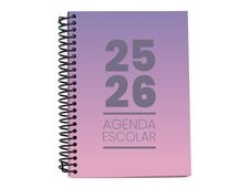 Mimbek - Agenda - 2025-2026 - página de día - encuadernado espiral - A5 (148 x 210 mm) - violeta - polipropileno (PP)