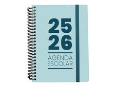 Mimbek - Agenda - 2025-2026 - página de día - encuadernado espiral - A5 (148 x 210 mm) - azul turquesa - cartón