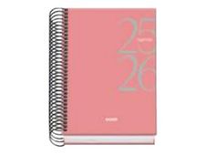 Dohe SYSTEM - Agenda - 2025-2026 - página de día - encuadernado espiral - A6 (120 x 170 mm) - 144 hojas - rosa - cartón recubierto de papel laminado