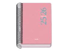 Dohe Esencial - Agenda - 2025-2026 - página de día - encuadernado espiral - A6 (120 x 170 mm) - 144 hojas - rosa - polipropileno (PP)