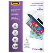 Fellowes ImageLast - 80 micrones - paquete de 25 - brillante claro - glosario - A3 (297 x 420 mm) bolsas para laminación