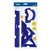 Kit trazado regla 30cm flexible resistente azul