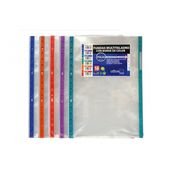 10 fundas multitaladros folio con borde de color y ventana lateral