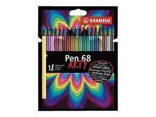 STABILO Pen 68 ARTY - Rotulador de punta de fibra - colores surtidos - tinta al agua - 1 mm - medio (paquete de 18)