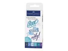 Faber-Castell PITT Artist Pen Handlettering - Set de rotuladores de pincel y de punta fina - permanente - colores surtidos - india ink (paquete de 6)