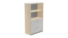 Armario medio carpetero 156x90x45 estructura roble frontales gris