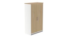Armario medio con puertas 156x90x45 estructura blanca puertas roble