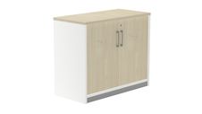Armario bajo con puertas 78x90x45 estructura blanca puertas haya