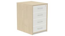 Cajonera buck 4 cajones laterales roble - techo + frente   blanco