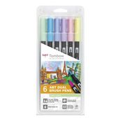 Estuche 6 rotuladores dual brush pincel colores pastel