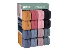 APLI Up North - Estuche para lápices - display - silicona - negro, verde, beige, salmón, azul real, mostaza, rosa coral, azul-gris