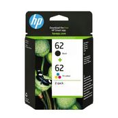 HP 62 - Paquete de 2 - negro pigmentado, color (cian, magenta, amarillo) - original - negro, color (cian, magenta, amarillo) - cartucho de tinta - para ENVY 55XX, 56XX, 76XX; Officejet 200, 250, 57XX, 8040