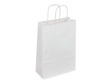 Logistipack - Bolsa de regalo - ampliable - 22 cm x 10 cm x 31 cm - kraft white - paquete de 50