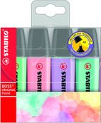 STABILO BOSS ORIGINAL - Marcador - rosa colorado, toque de turquesa, rastro de menta, neblina lila - tinta al agua - 2-5 mm (paquete de 4)