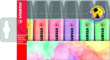 STABILO BOSS ORIGINAL - Marcador - rosa colorado, melocotón cremoso, amarillo lácteo, toque de turquesa, rastro de menta, neblina lila - tinta al agua - 2-5 mm (paquete de 6)