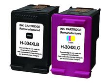 UPrint H-304XL PACK - Paquete de 2 - negro, color (cian, magenta, amarillo) - compatible - refabricado - cartucho de tinta - para HP AMP 130; Deskjet 26XX, 37XX; ENVY 50XX