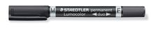 STAEDTLER Lumocolor duo - Marcador de punta gemela - permanente - negro - 1.5 mm / 0.6 mm - medio / fino