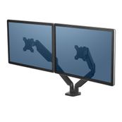 Fellowes Platinum Series Dual Monitor Arm - Kit de montaje - brazo ajustable - para 2 monitores - aluminio - negro - tamaño de pantalla: hasta 27" - montable en escritorio