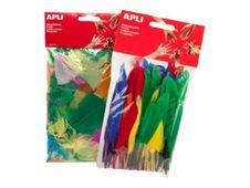 APLI kids - plumas - amarillo, rojo, verde, naranja, azul oscuro, turquesa (paquete de 100)