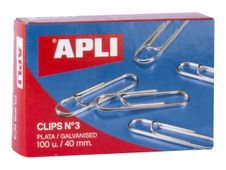 APLI No.3 - Clips de papeles - 40 mm - dinero - paquete de 100
