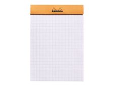 RHODIA N°12 - Bloc de notas - grapado - 85 x 120 mm - 80 hojas / 160 páginas - papel blanco - cuadriculado - tapa dura - cubierta naranja - cartón