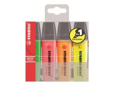 STABILO BOSS ORIGINAL - Marcador - naranja fluorescente, amarillo fluorescente, verde fluorescente, rosa fluorescente - tinta al agua - 2-5 mm (paquete de 4)