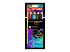 STABILO aquacolor ARTY - Lápiz de colores al agua - colores surtidos - 2.8 mm (paquete de 12)