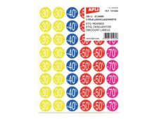 APLI PAPER - Adhesivo de decoración - círculo, descuento - 2,4 cm de diámetro - 5 hojas - azul, amarillo, magenta, rojo - permanente (paquete de 240)