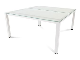 Rocada Executive - Mesa - rectangular - translúcido - blanco, RAL 9003 base