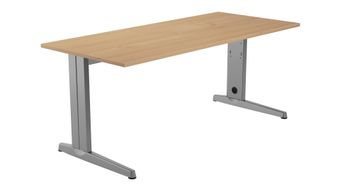 Mesa de oficina serie metal ajustable en altura 140x80 aluminio - roble