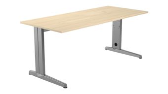 Mesa de oficina serie metal ajustable en altura 160 x 80 aluminio - haya
