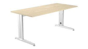 Mesa de oficina serie metal 180x80 blanco - haya