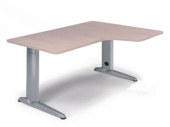 Mesa de oficina serie metal con forma l derecha 180x120 aluminio - haya