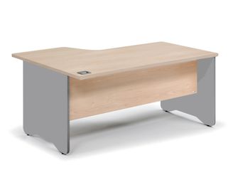Mesa de oficina serie work con forma de l derecha 180x120 aluminio-haya