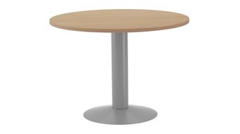 Mesa de reuniones redonda 120cm de diametro altura 72cm. color: pata metalica gris  ta