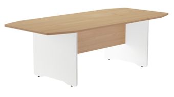 Mesa de reuniones 220x100x72cm. color: pata blanca  tablero roble