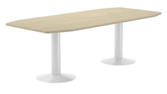 Mesa de reuniones 220x100x72cm. color: pata metalica blanca  tablero haya
