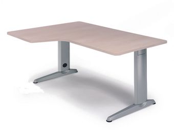 Mesa de oficina serie metal con forma l izquierda 180x120 aluminio - haya