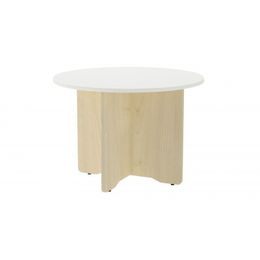 Mesa de reuniones redonda 120cm de diametro altura 72cm color: pata haya tablero blanco