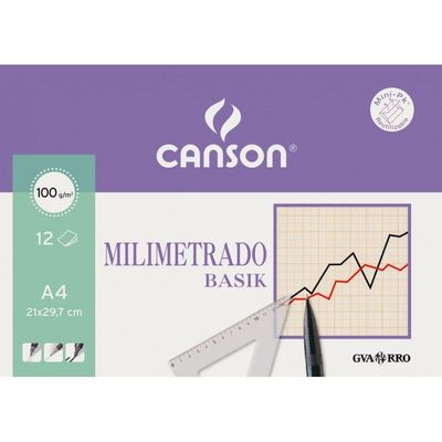 8422714063232-Canson Basik Mini-pk - Papier millimétré - A4 - 12 feuilles - crème - Graphique (pack de 25)-P_4233_1-0