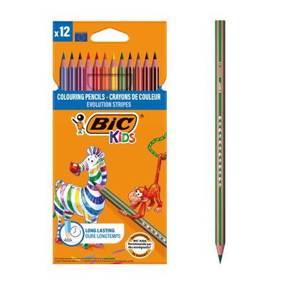 3086123499102-BIC KiDS Evolution Stripes - 12 Crayons de couleur - couleurs assorties - 3.2 mm-P_14885_1-0