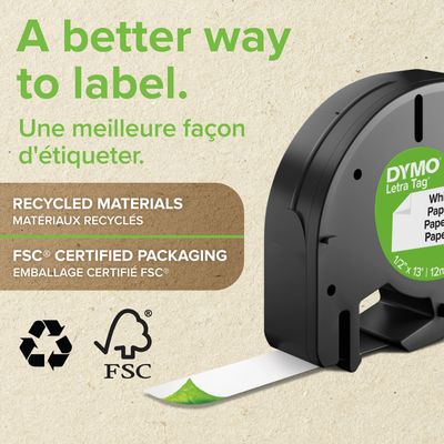 5411313912006-Dymo LetraTAG - Ruban d'étiquettes papier auto-adhésives - 1 rouleau (12 mm x 4 m) - fond bl-P_91200_8-2