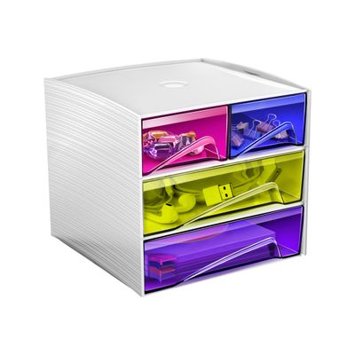 3462159005881-CEP MyCube Happy - Module de classement 4 tiroirs - multicolore-Angle gauche-1