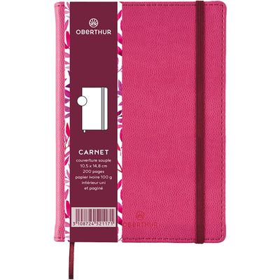 3108724521171-Oberthur Carmen - Carnet de notes souple A6 - uni - rose--1