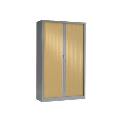 3219095800441-Armoire haute monobloc à rideaux GENERIC - 198 x 120 x 43 cm - aluminium/imitation chêne -Angle gauche-0