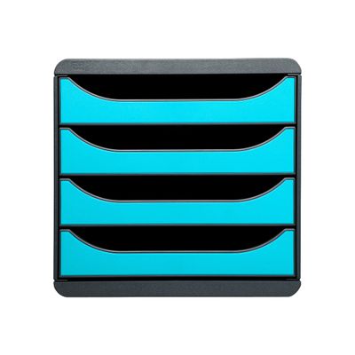 9002493420021-Exacompta BigBox - Module de classement 4 tiroirs - gris/bleu turquoise-Avant-0