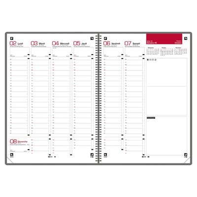 3147280191008-Agenda à élastique Office - 1 semaine sur 2 pages - 15 x 21 cm - gris/noir - Oxford--1