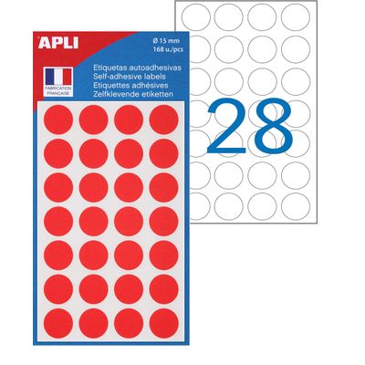 400001118733-Apli Agipa - 168 Pastilles adhésives - rouge - diamètre 15 mm - réf 111843--0
