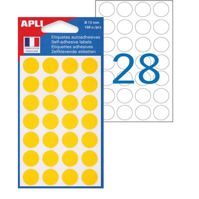 400001118740-Apli Agipa - 168 Pastilles adhésives - jaune - diamètre 15 mm - réf 111844--0